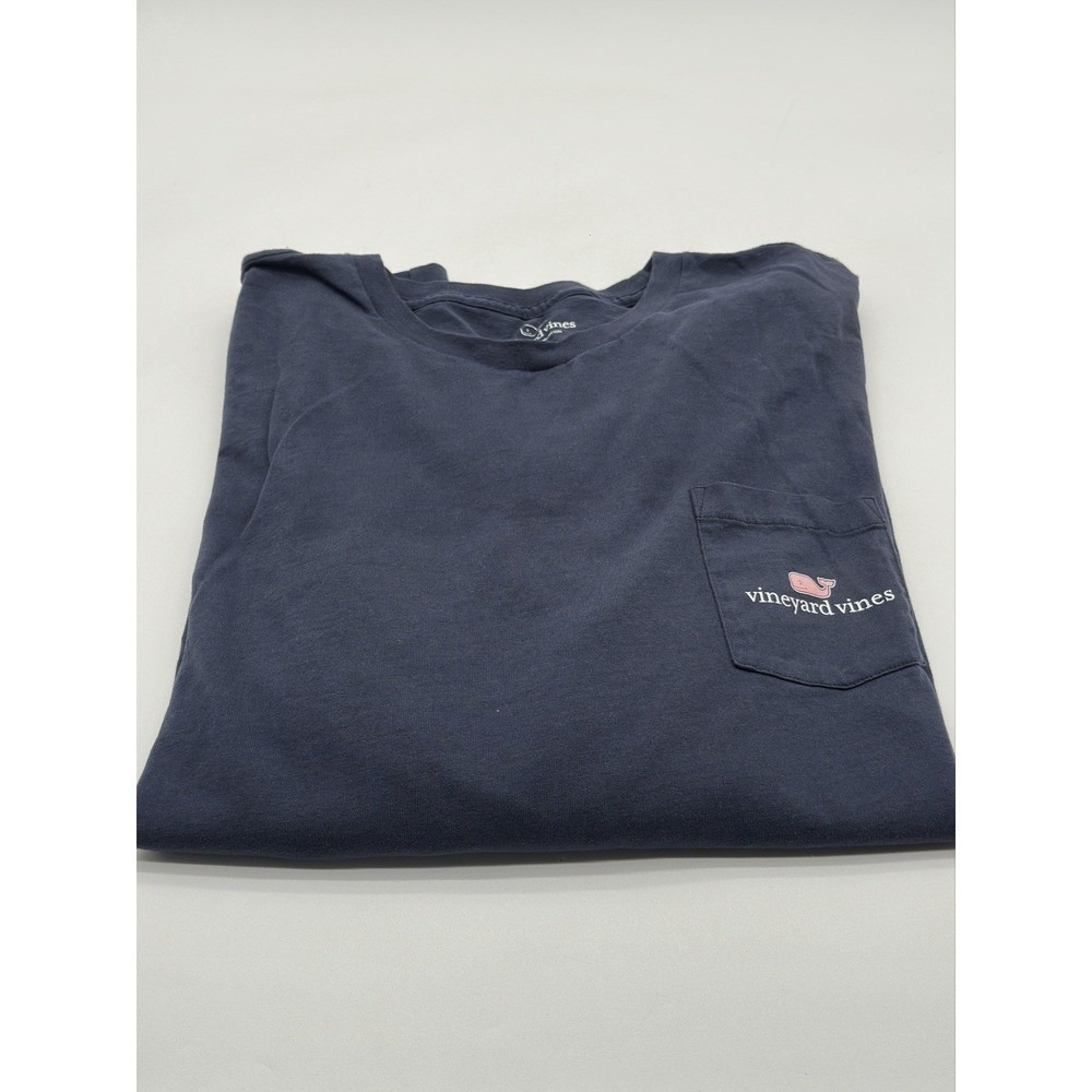 Vineyard Vines Mens XL Navy Blue Long Sleeve Pocket T-Shirt‎ Whale Logo Graphic